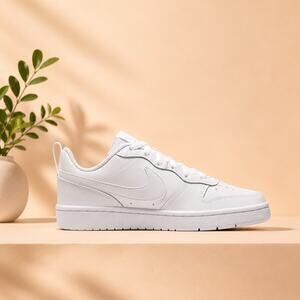 NWT Nike Boys Big Kid Court Borough 2 Low Sneaker, white-SIZE 5.5